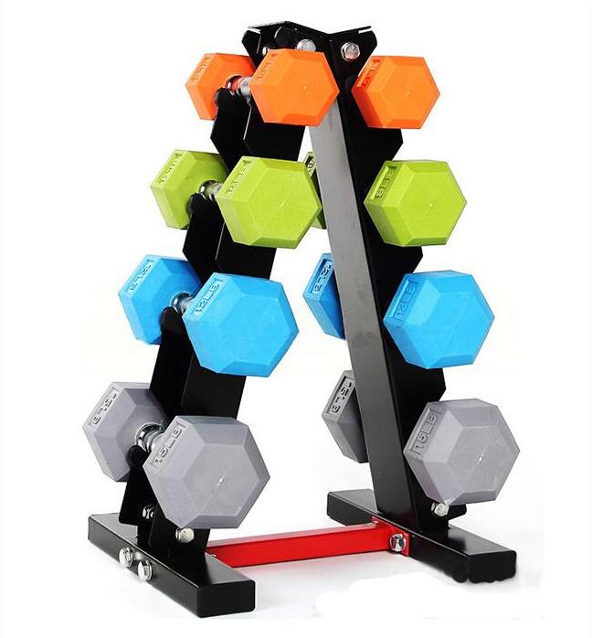 Dumbbell hexagonal con recubrimiento de goma de color (LB) Dumbbell hexagonal con recubrimiento de goma de color (LB)