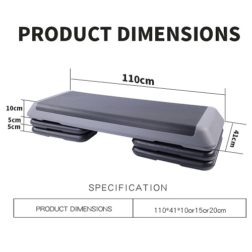 Plataforma de pasos aeróbicos de plástico de plástico de placa de placa ajustable
