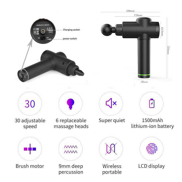 6 cabezas de masaje de pistola