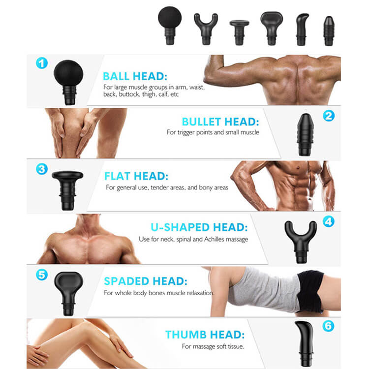 6 cabezas de masaje de pistola