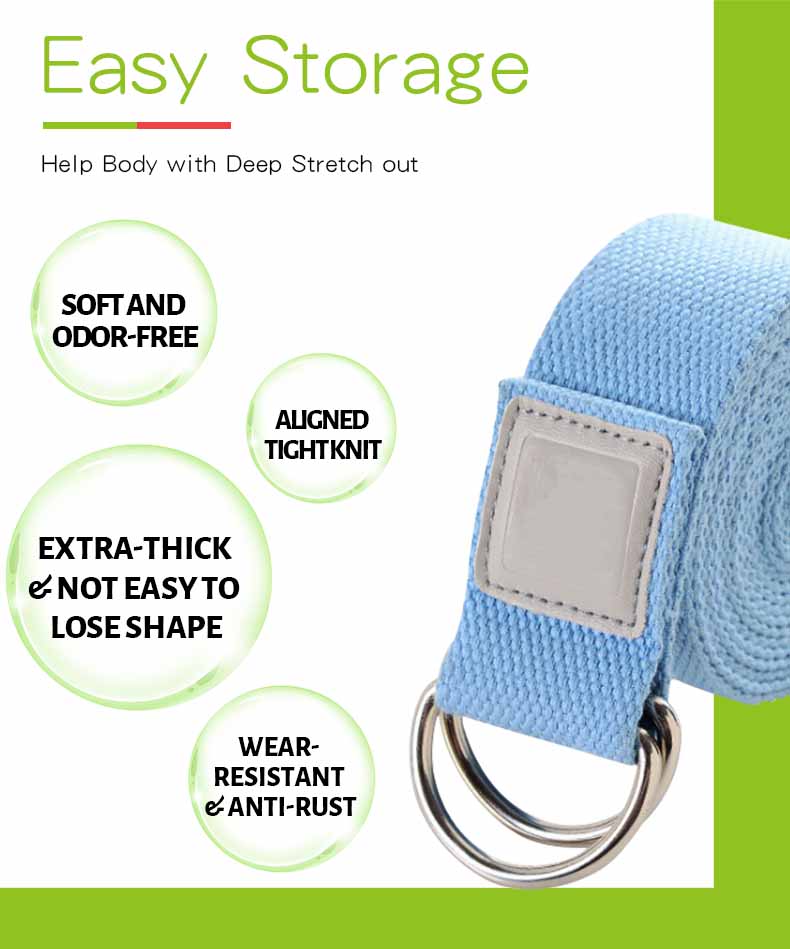 Banda de yoga de yoga no elástica al por mayor con hebilla Banda de yoga de yoga no elástica al por mayor con hebilla