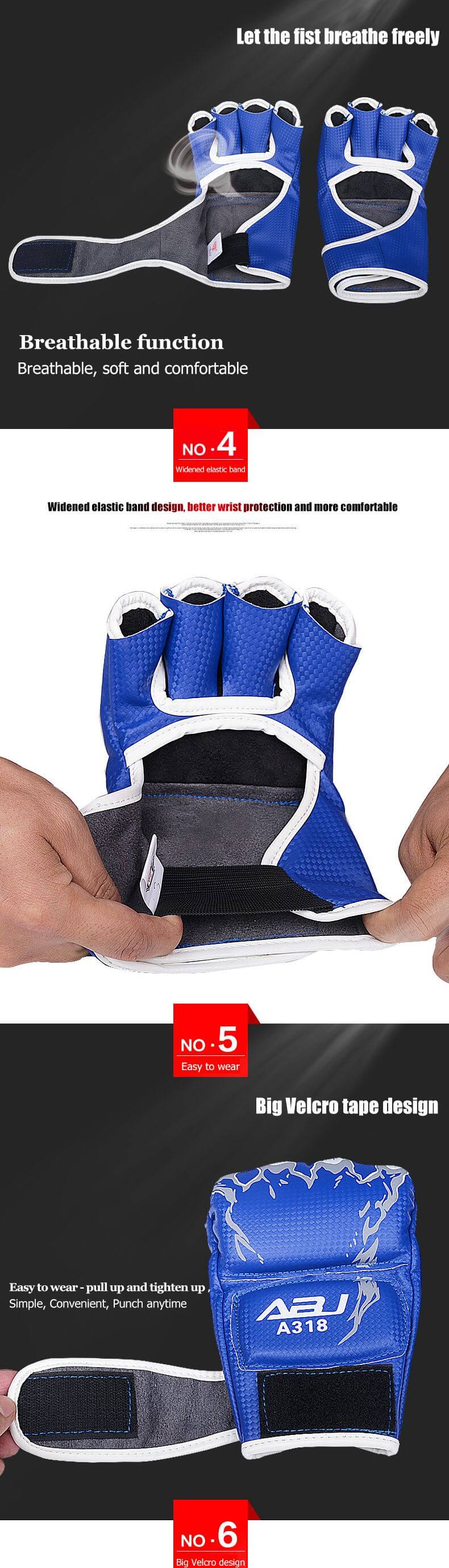 Guantes de boxeo de medio dedo Guantes de boxeo de medio dedo