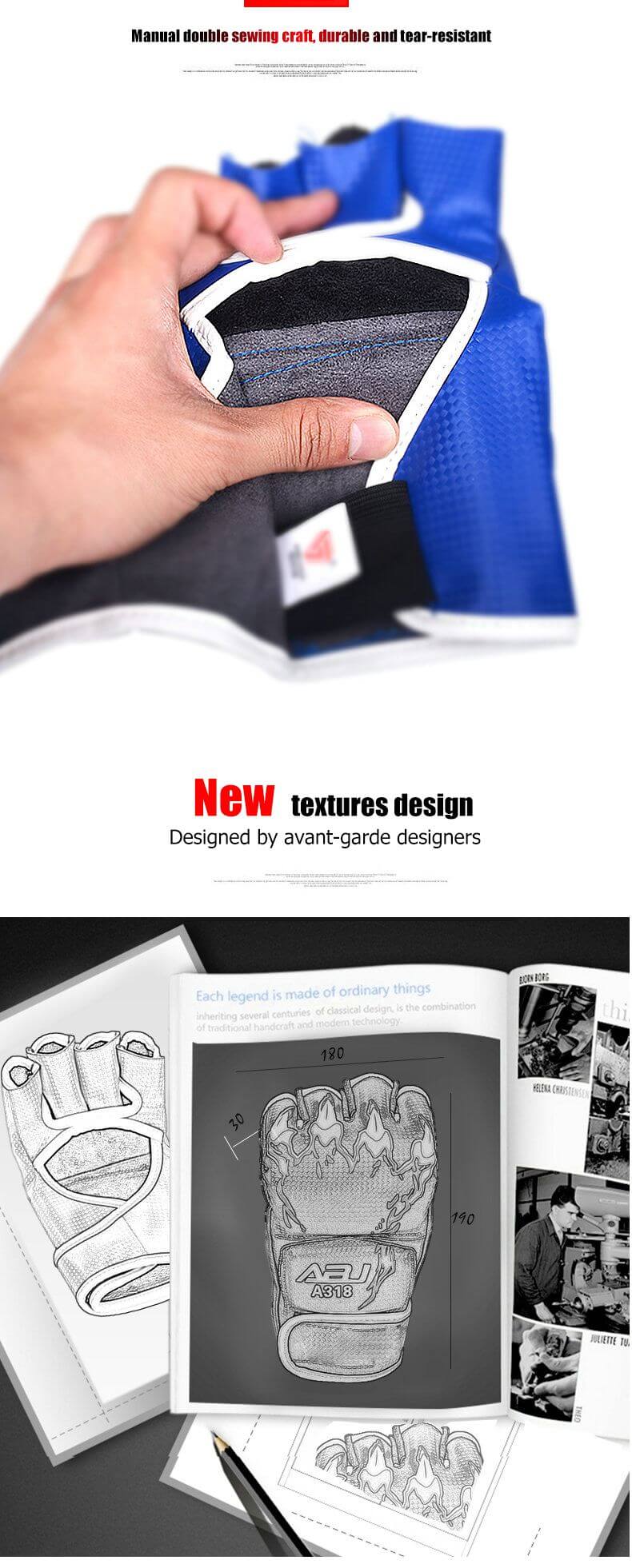 Guantes de boxeo de medio dedo Guantes de boxeo de medio dedo