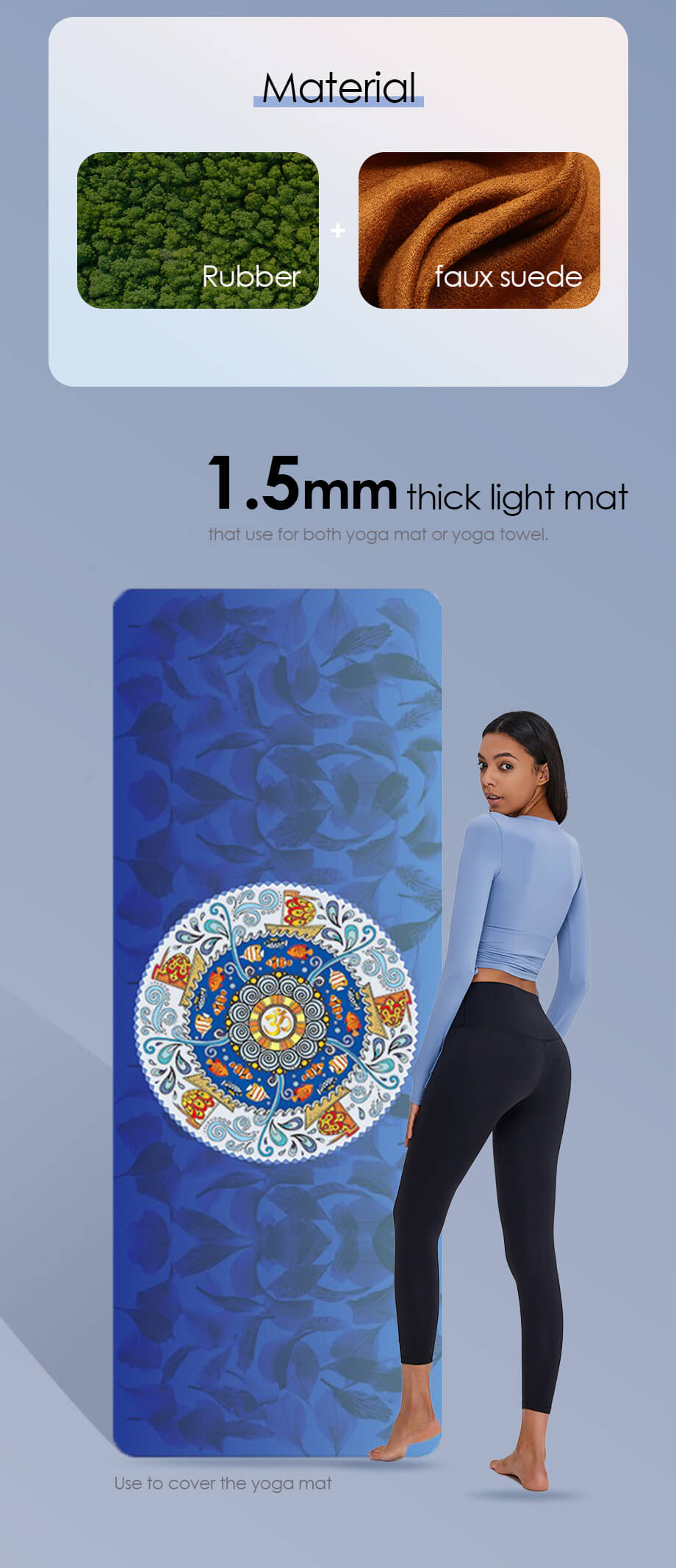 Toalla de yoga no deslizante portátil