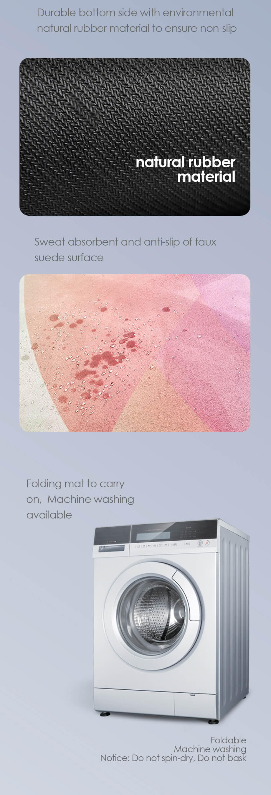 Toalla de yoga no deslizante portátil