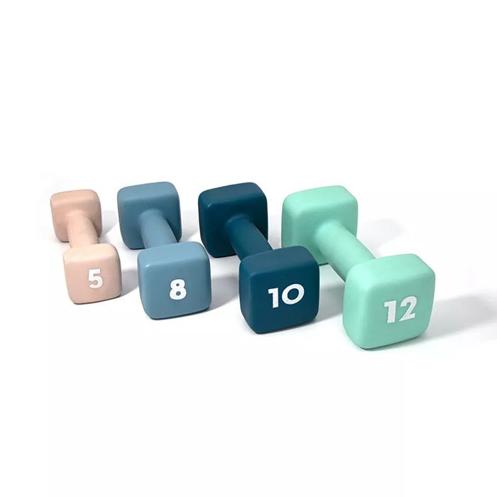 Damas al por mayor dumbas cuadradas de hierro fundido neopreno