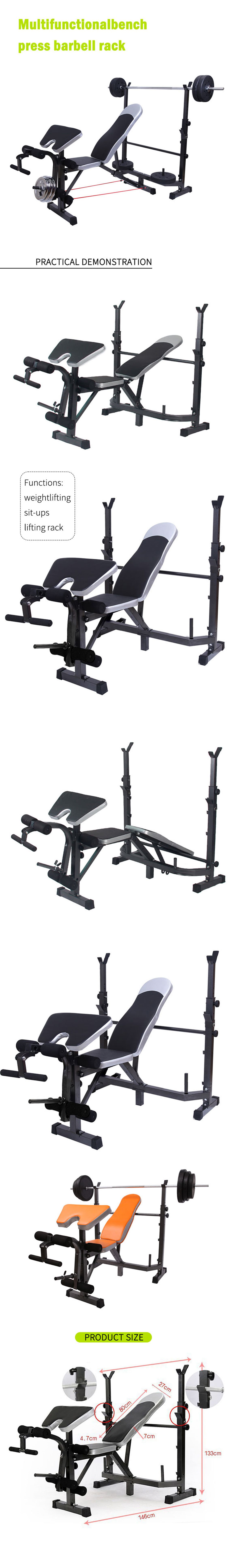 Estante de barra de press de banco multifuncional ajustable