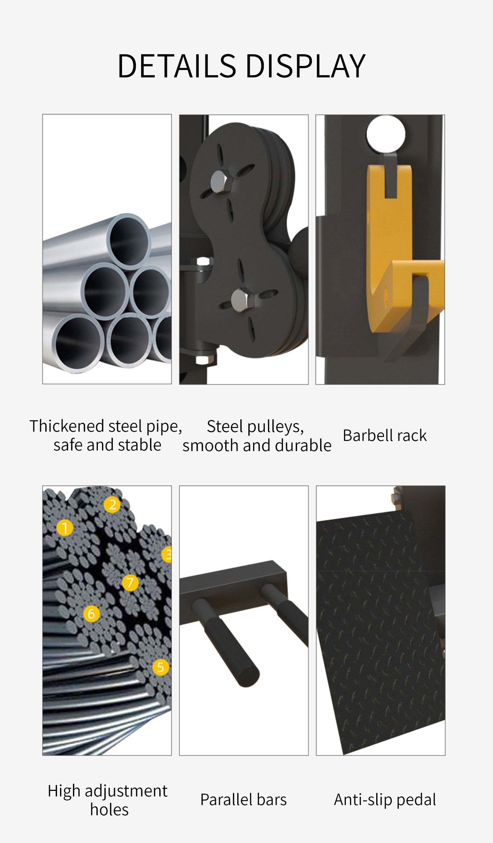 Máquina de polea de marco de sentadillas multifuncionales