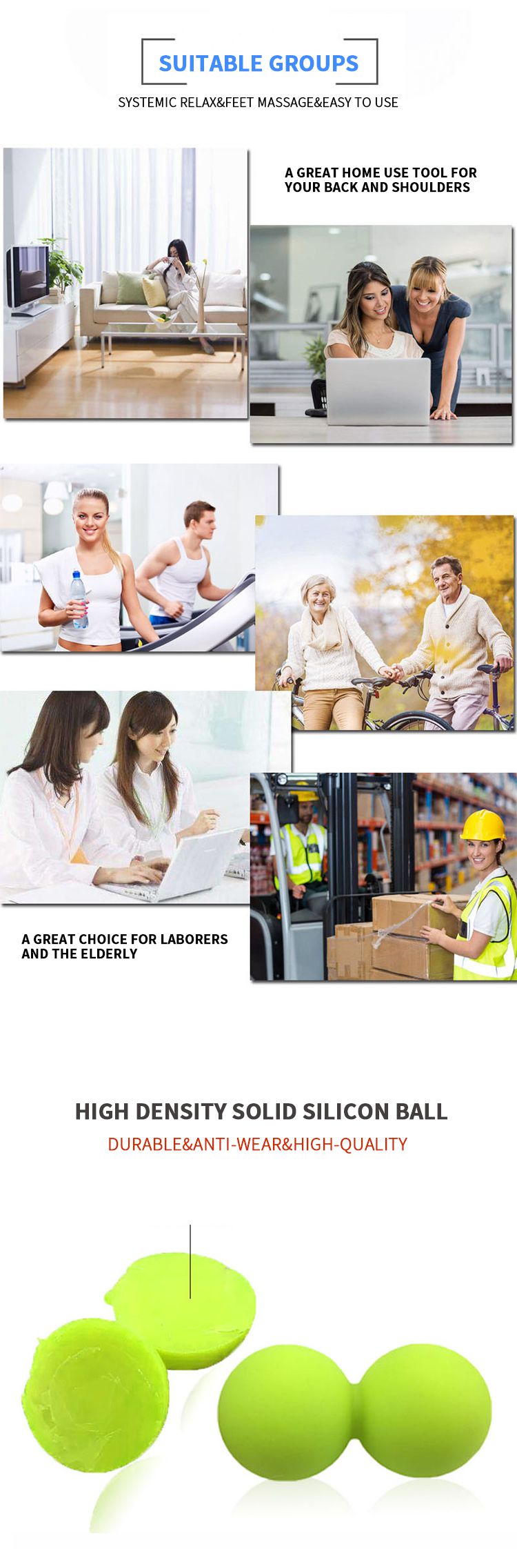 Bola de masaje apretable de silicona