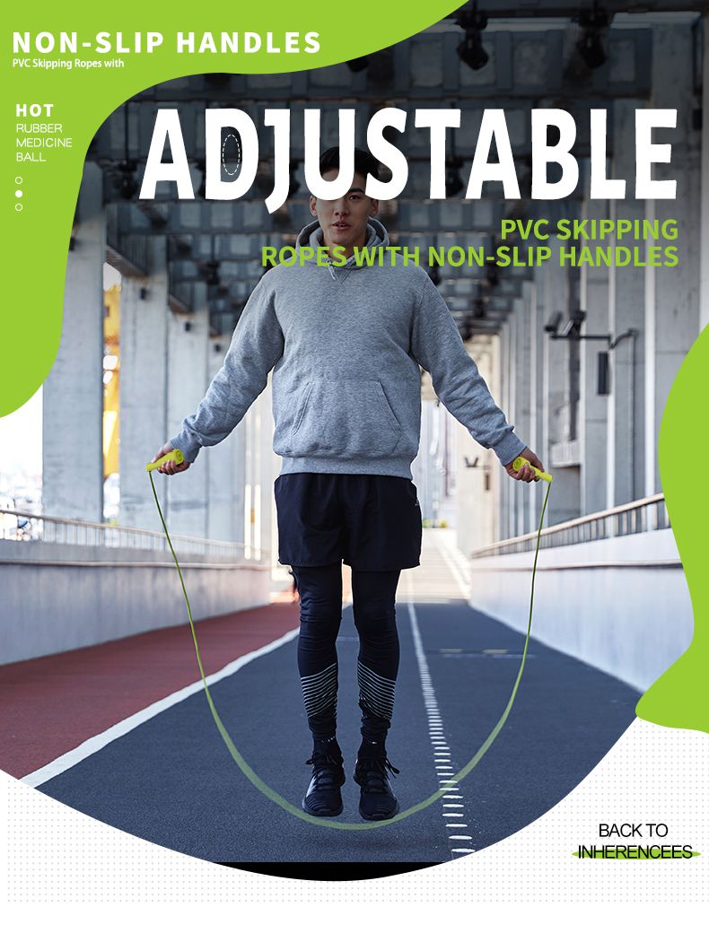 Cuerda de salto de PVC ajustable con manijas no deslizantes