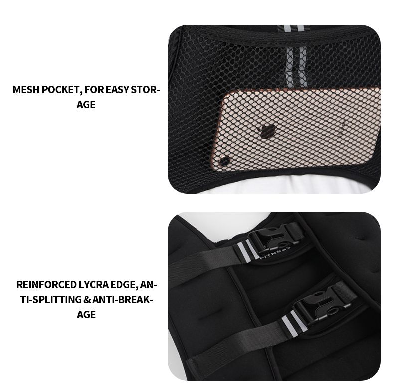 Ejercicio chaleco ponderado con rayas reflectantes Ejercicio chaleco ponderado con rayas reflectantes