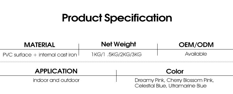 Mídos de forma de hueso de hierro fundido recubierto de color PVC para mujeres
