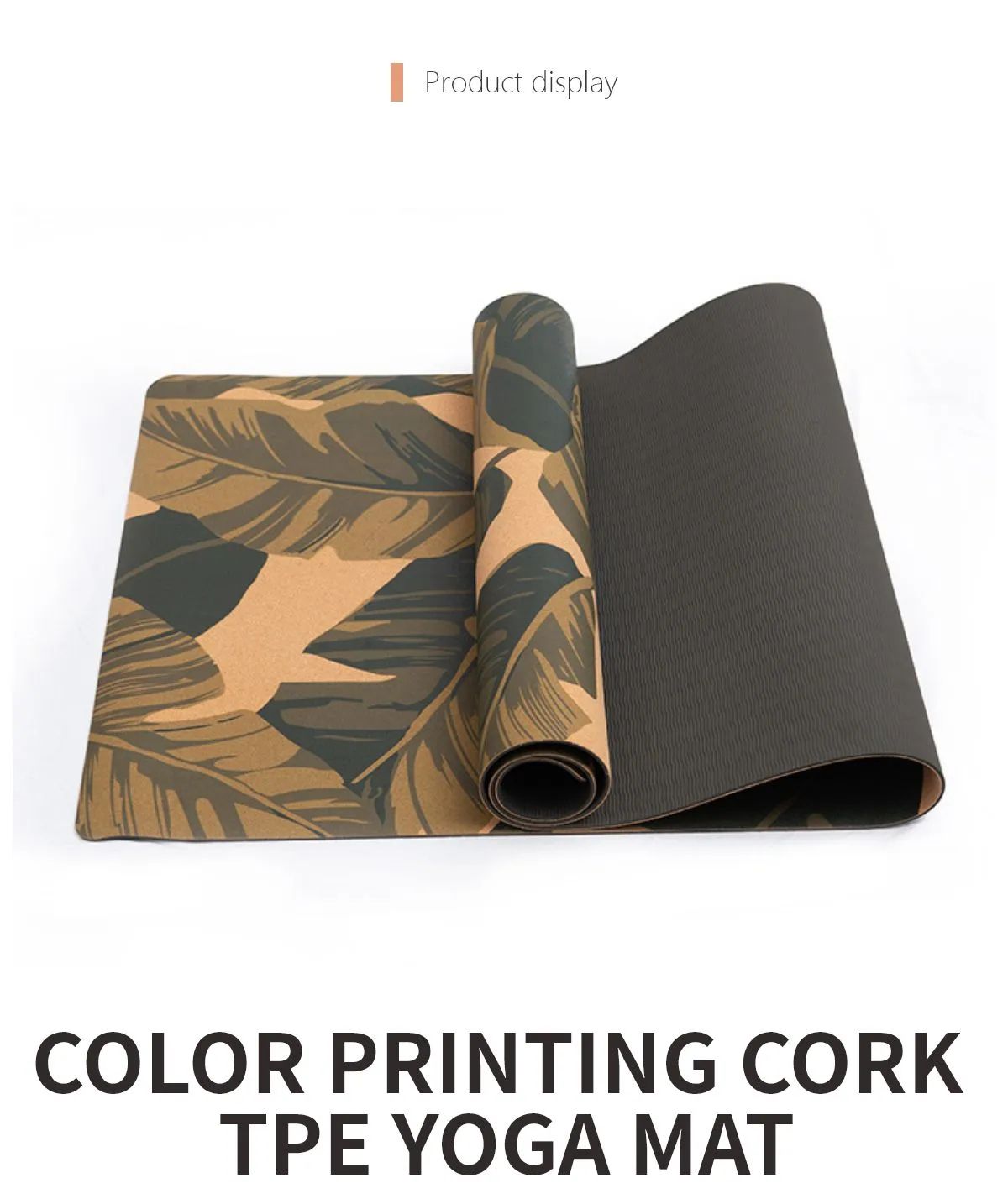 Quality Plant Pattern Cork TPE Yoga Mat