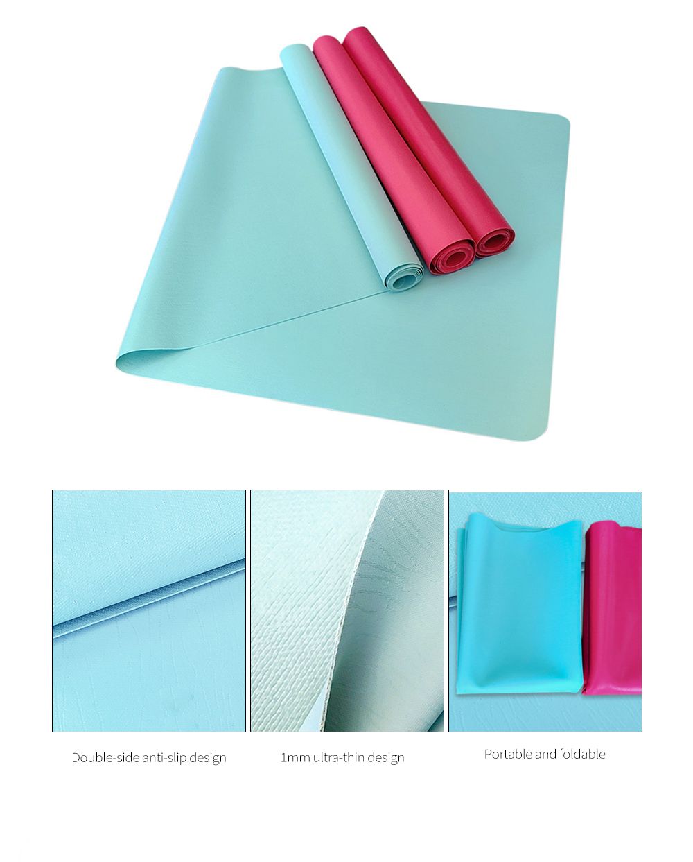 Estera de yoga de goma plegable ultra delgada Estera de yoga de goma plegable ultra delgada