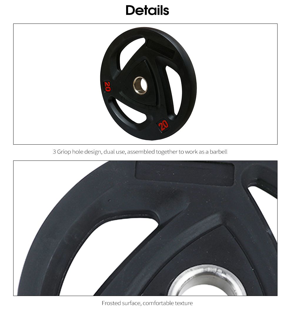 Placa de peso de barra redondeada con 3 agujeros de agarre