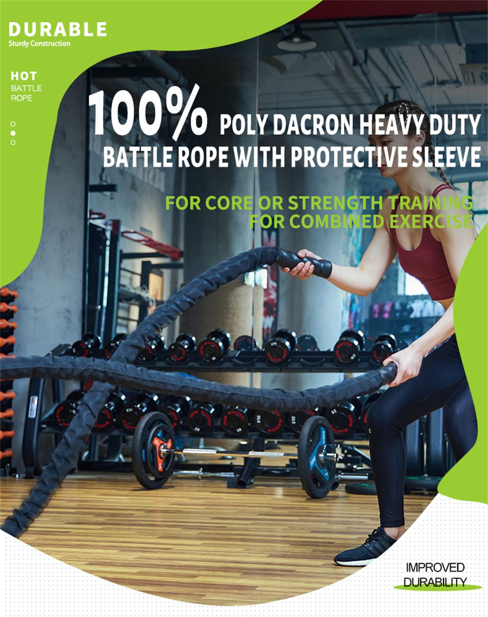 Entrenamiento de cuerdas de batalla con manga protectora Entrenamiento de cuerdas de batalla con manga protectora