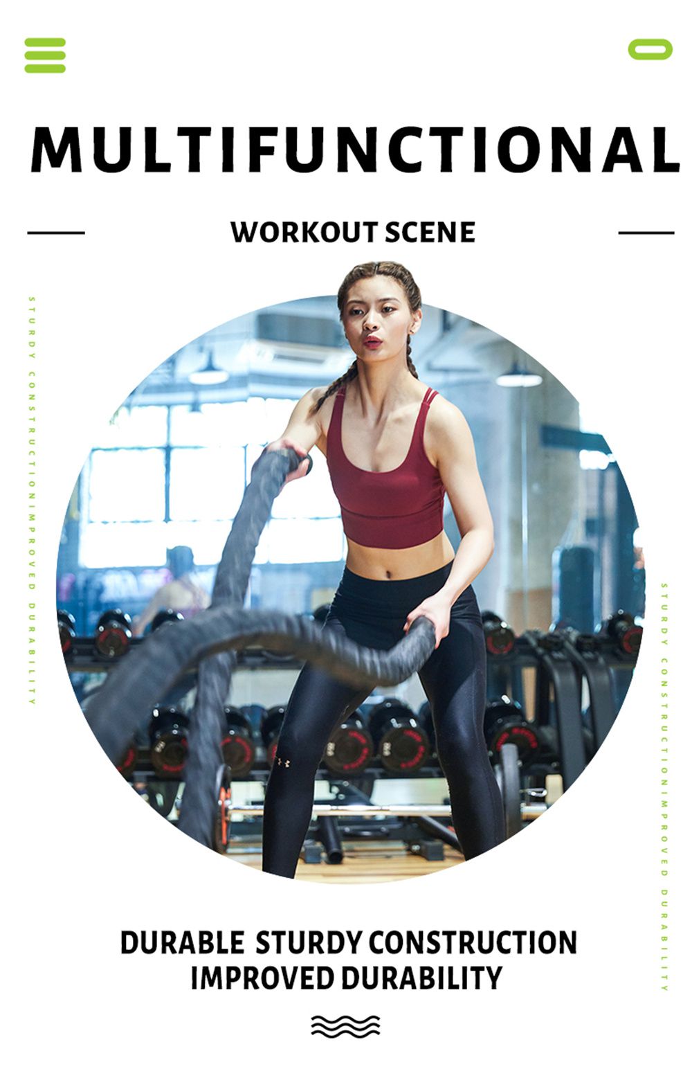 Entrenamiento de cuerdas de batalla con manga protectora Entrenamiento de cuerdas de batalla con manga protectora