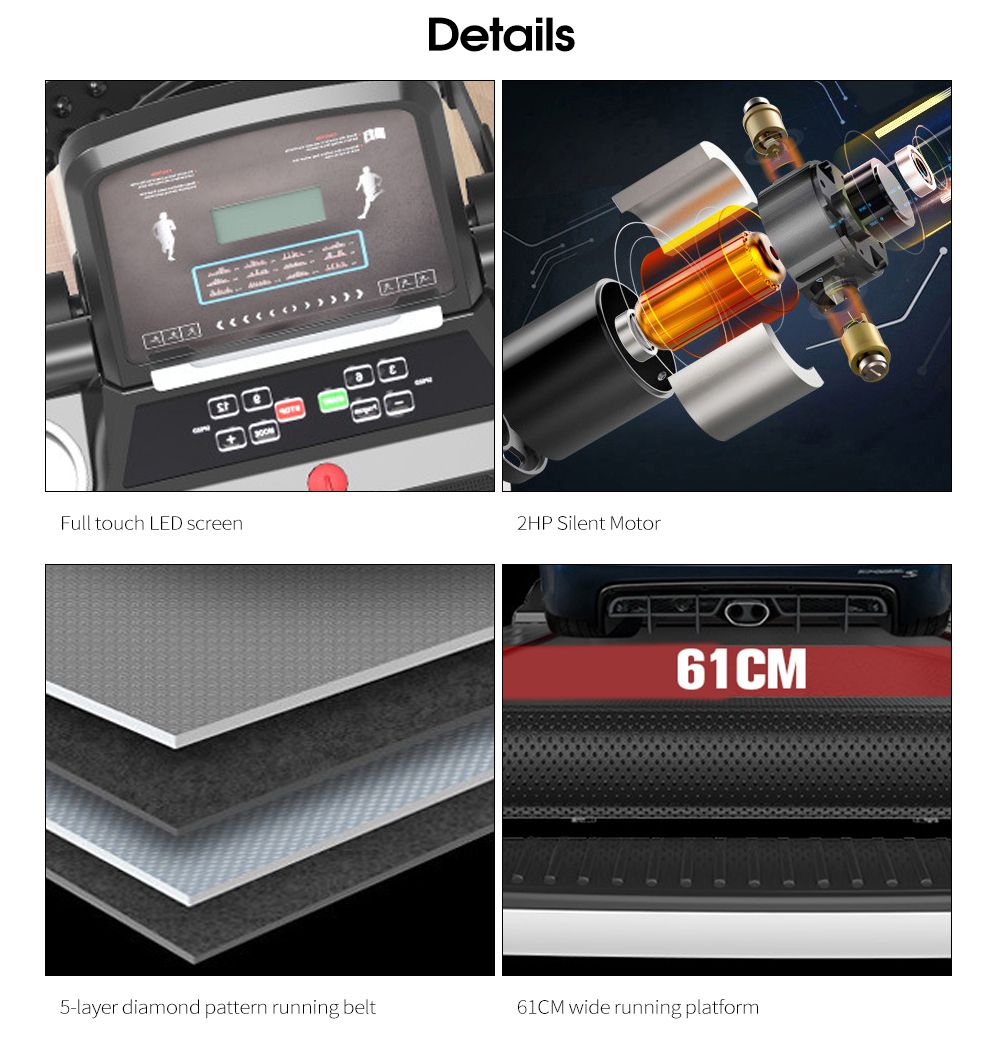 Uso comercial para el hogar Fitness Machete eléctrico motorizado Equipo deportivo Equipo de cinta de estar inclinado