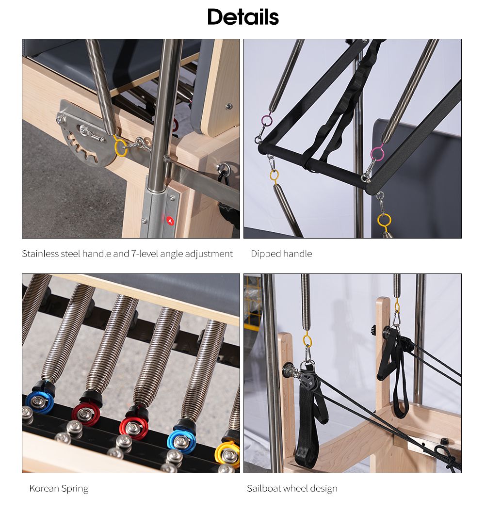 3 en 1 Reformador de arce Yoga Pilates Reformador Trapecio completo