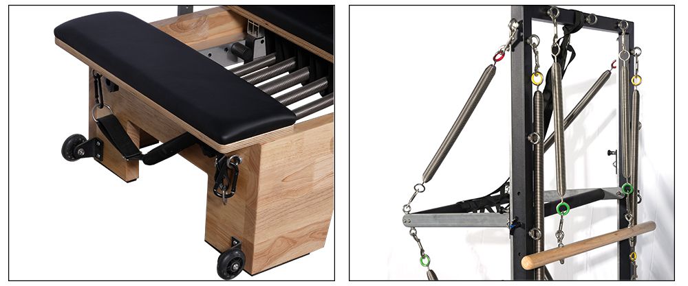 Uso doméstico Ejercicio de cuerpo Cásico deslizante cama roble madera pilates reformador medio trapecio con torre