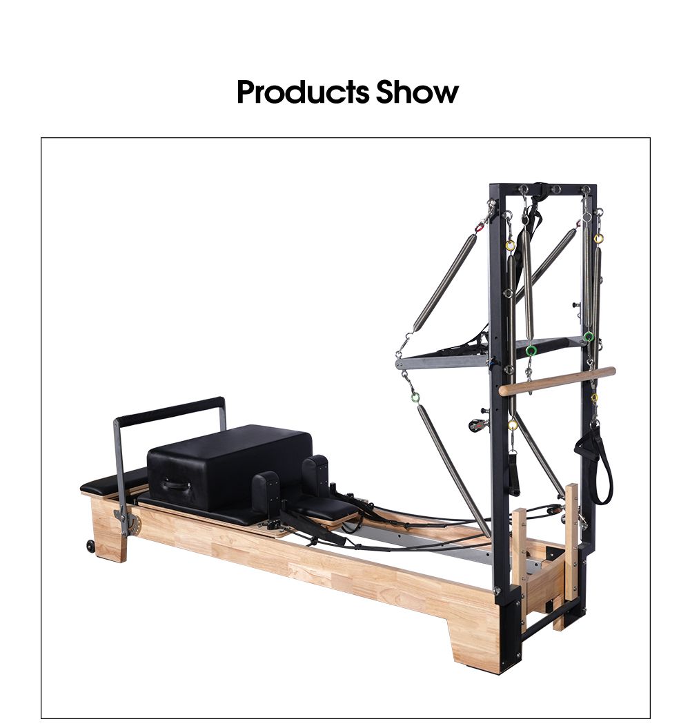 Uso doméstico Ejercicio de cuerpo Cásico deslizante cama roble madera pilates reformador medio trapecio con torre