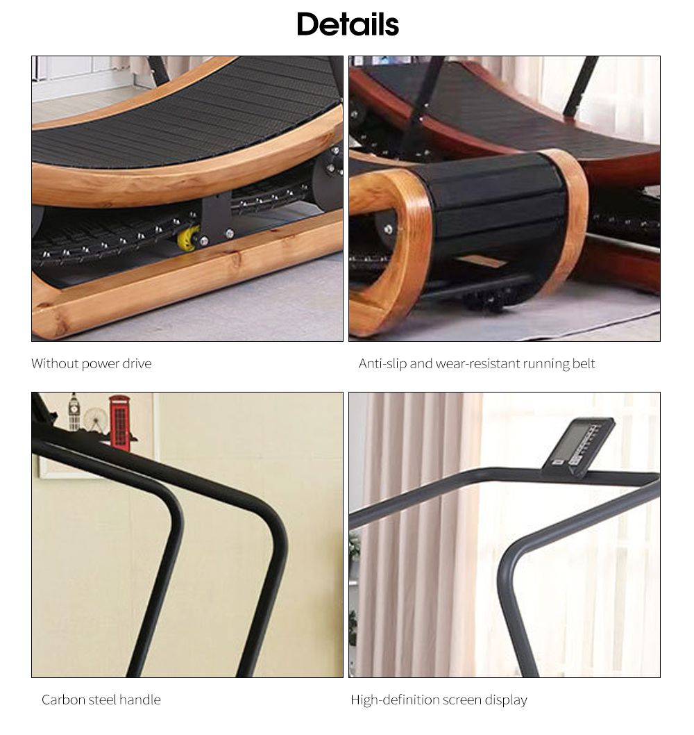 Curva de madera de madera no eléctrica en cinta de correr mecánica