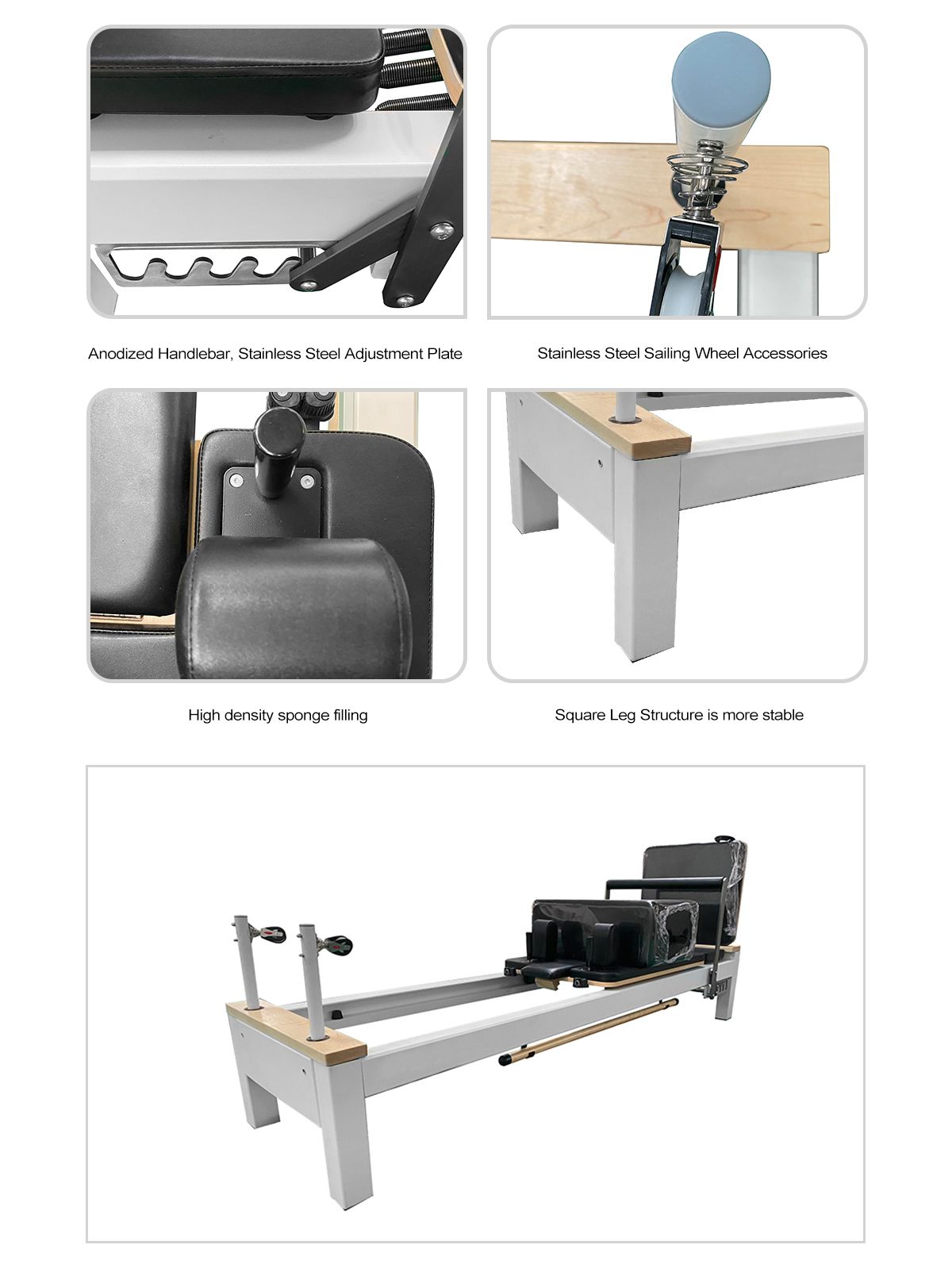 Reformador de pilates estable de aluminio personalizable 4.0