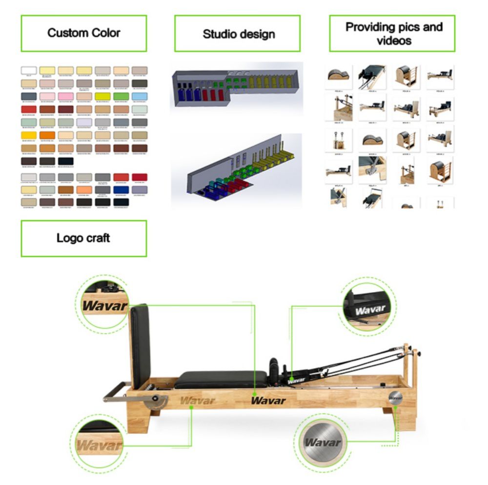 Maché reformador de pilates de bosque de carrocería de cama de carrocería con reposapiés internos Maché reformador de pilates de bosque de carrocería de cama de carrocería con reposapiés internos
