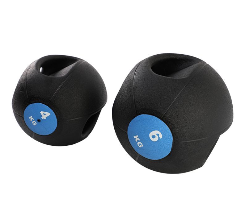 Bola de medicina de goma resistente con doble agarre