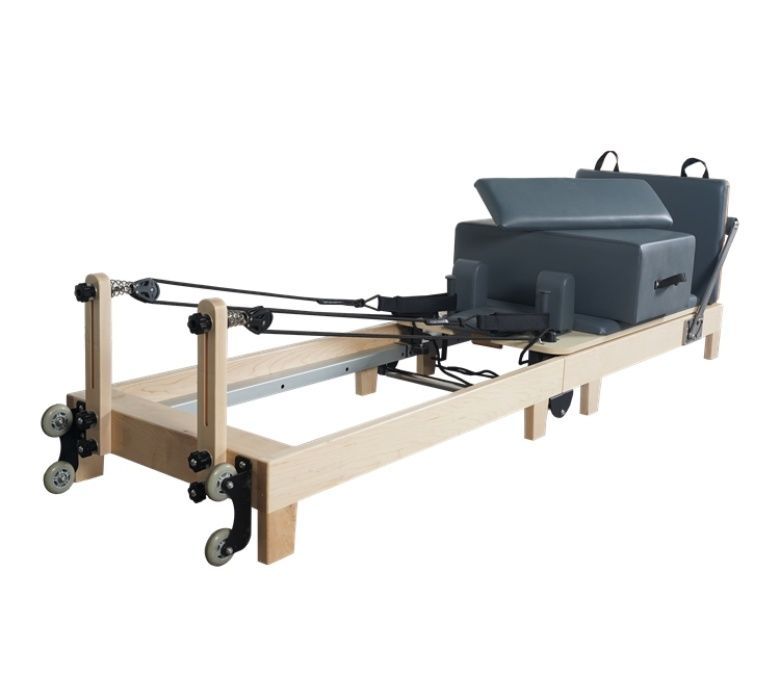 Máquina de ejercicio pilates plegable con patas de madera