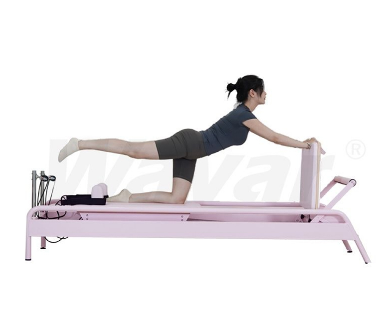 Nuevo Reformador De Pilates De Acero Rosa Con Barra Para Pies Incorporada