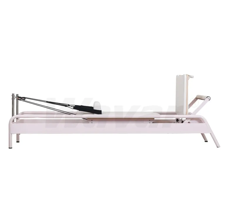 Nuevo reformador de pilates de acero rosa con barra de pie incorporada