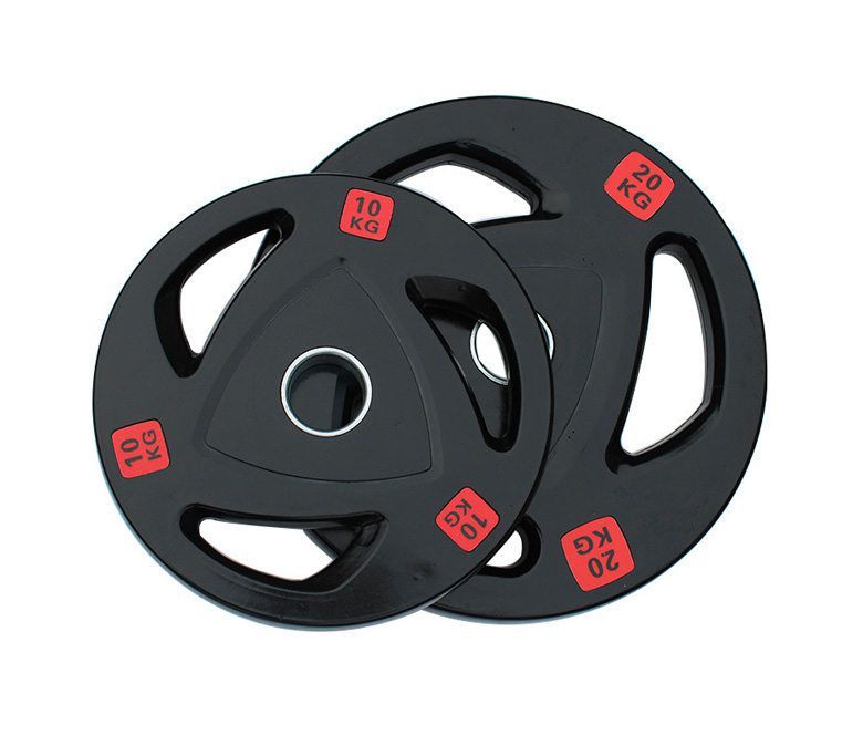 Placa de peso de barra redondeada con 3 agujeros de agarre