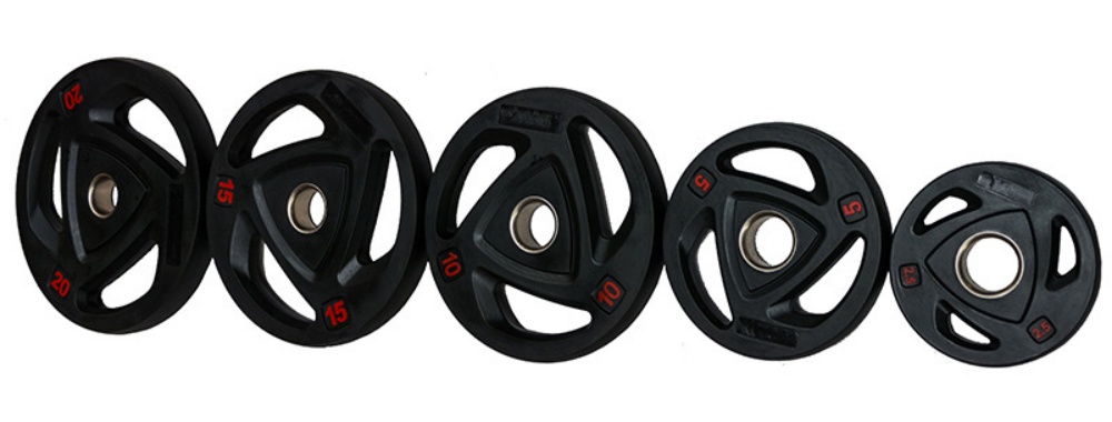 Placa de peso de barra redondeada de alta calidad con 3 agujeros de agarre: al por mayor de China